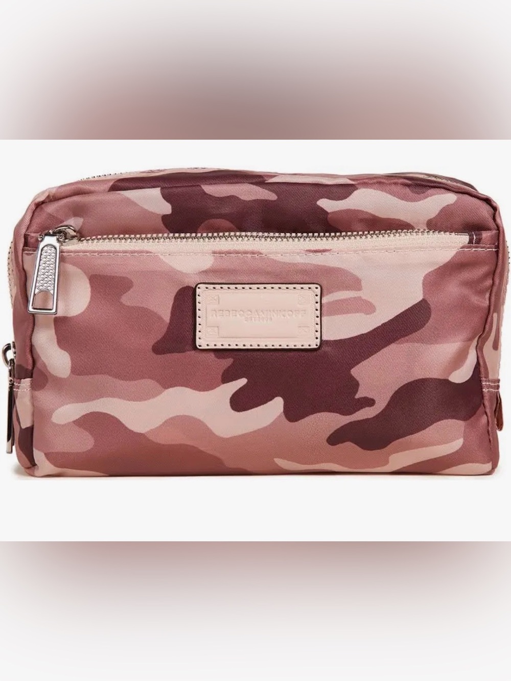NWT Rebecca Minkoff Pink Camo Nylon Cosmetic Pouch